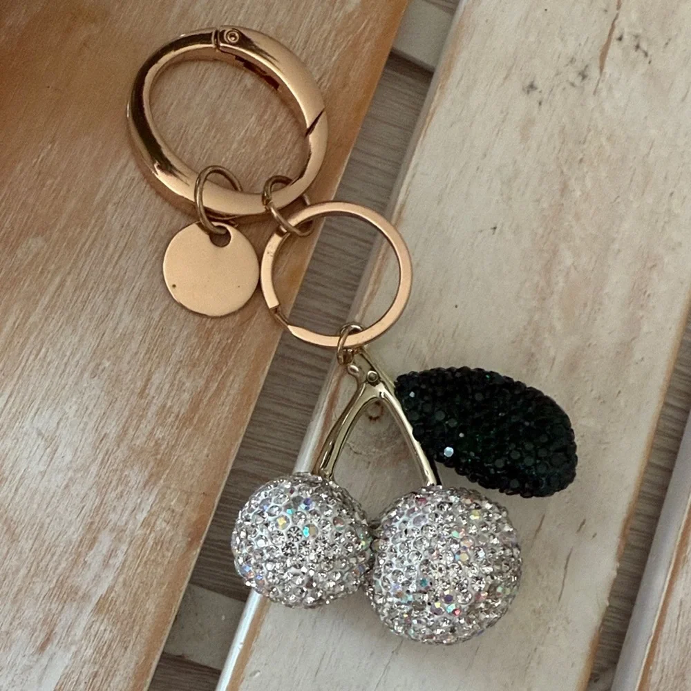 Gold and Silver Cherry Keychain